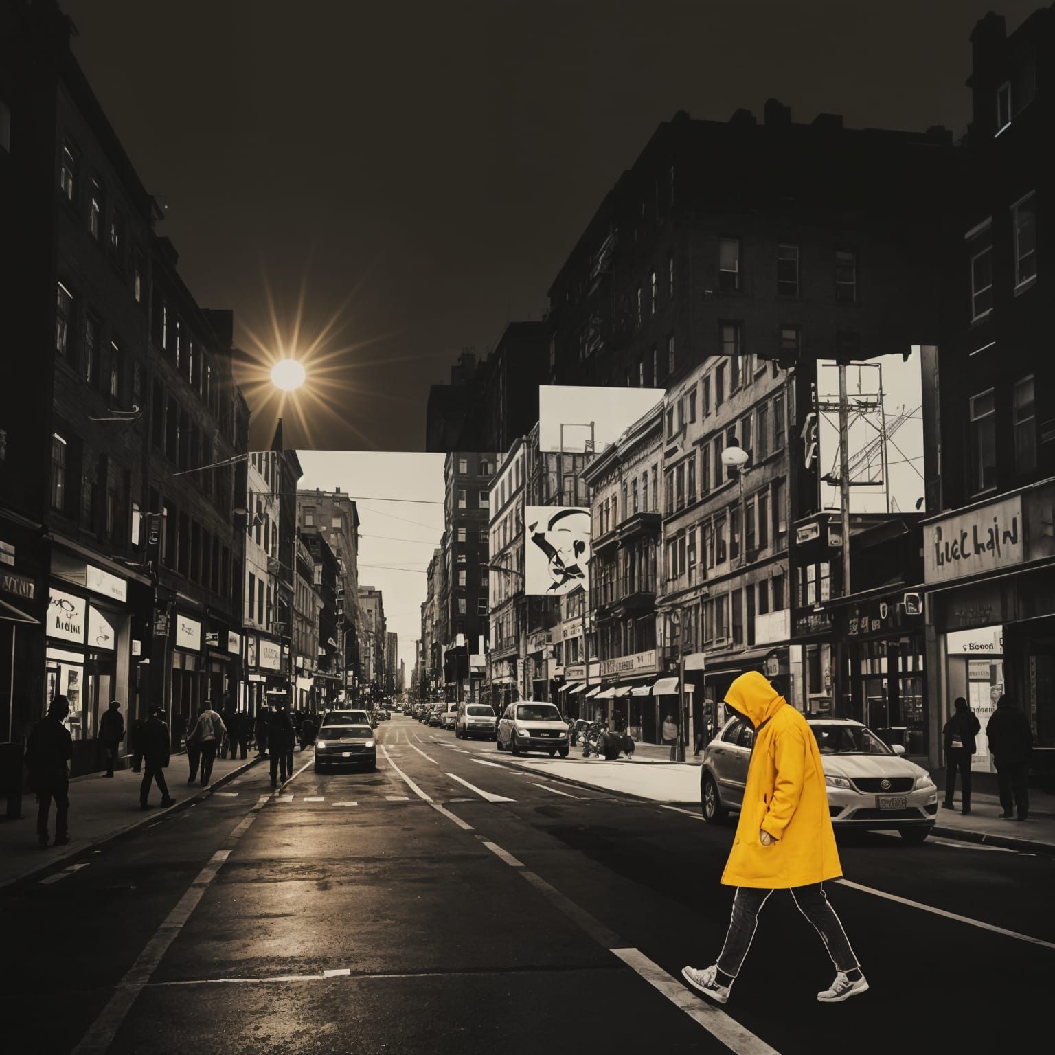 Urban Sketch: City Street Photo Collage