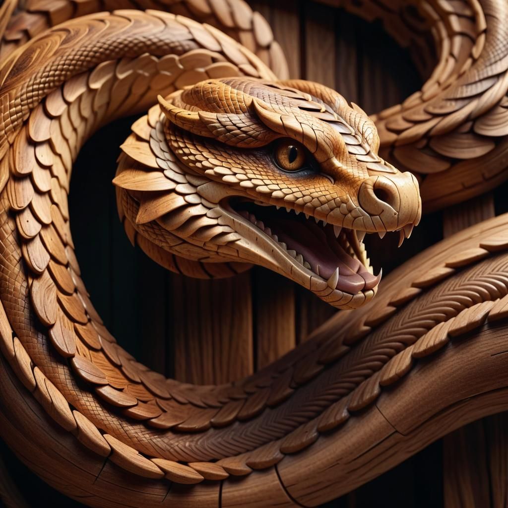 Wooden Serpent Concept Art in Golden Light