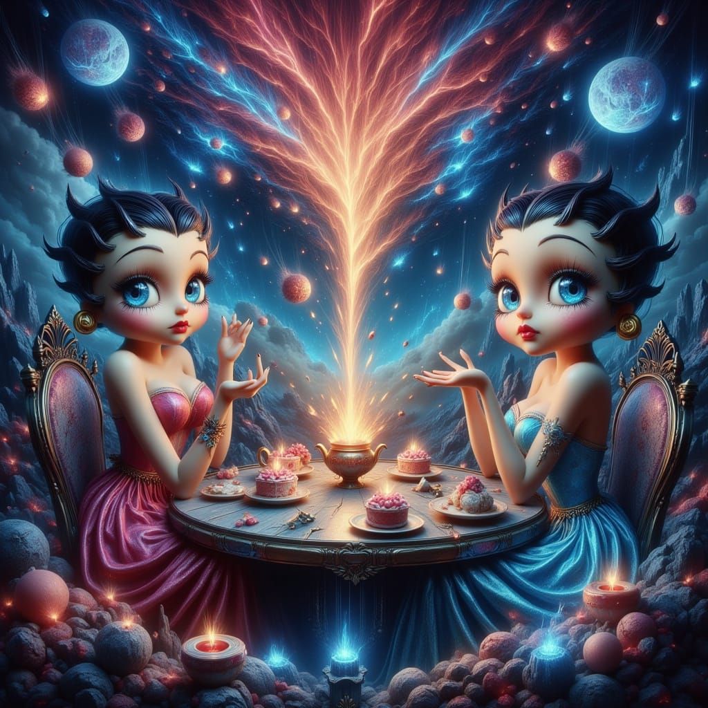Whimsical Surrealist Tea Party with Betty Boop Characters