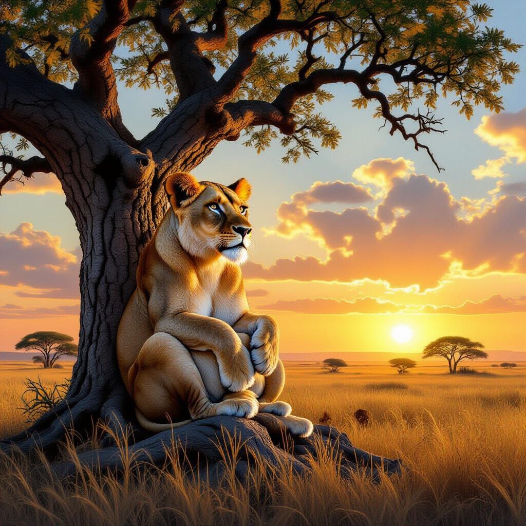 Lioness with Blue Eyes Surveys Her Kingdom