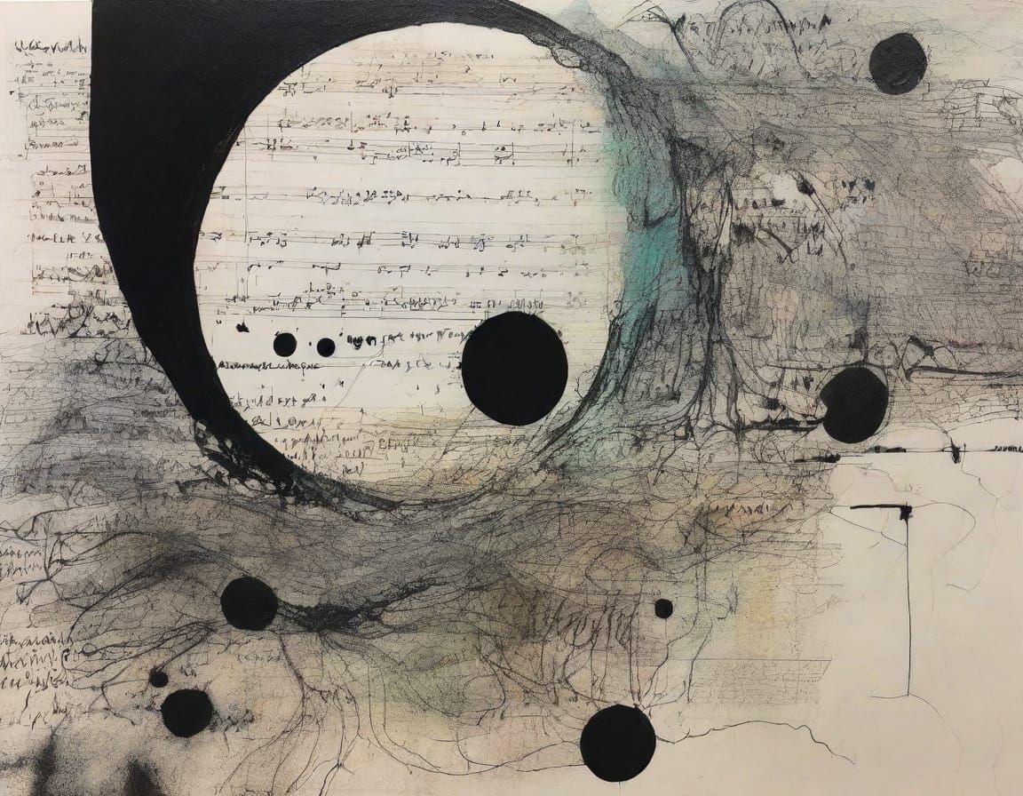 Black Hole Sun with Bioluminescent Waves in Ink Art