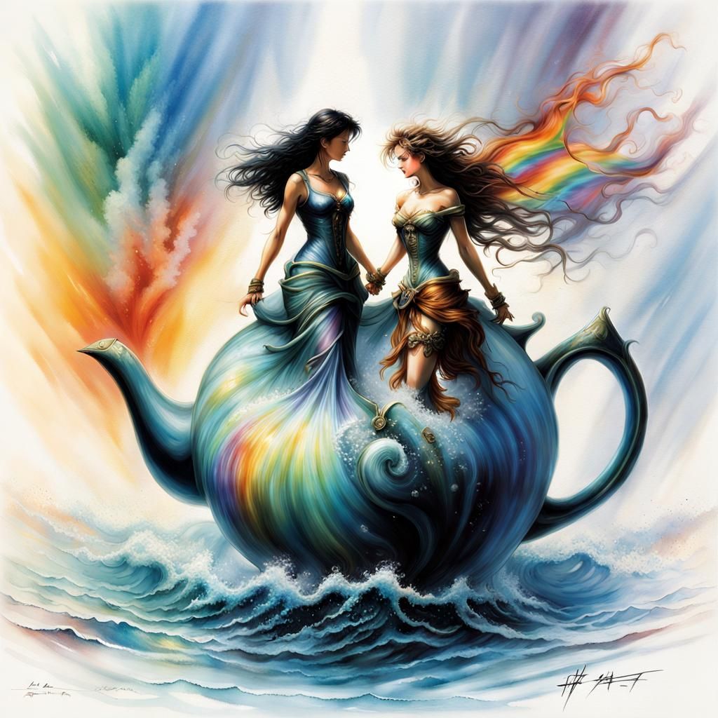 Couple Walks on Rainbow: Airbrush Art