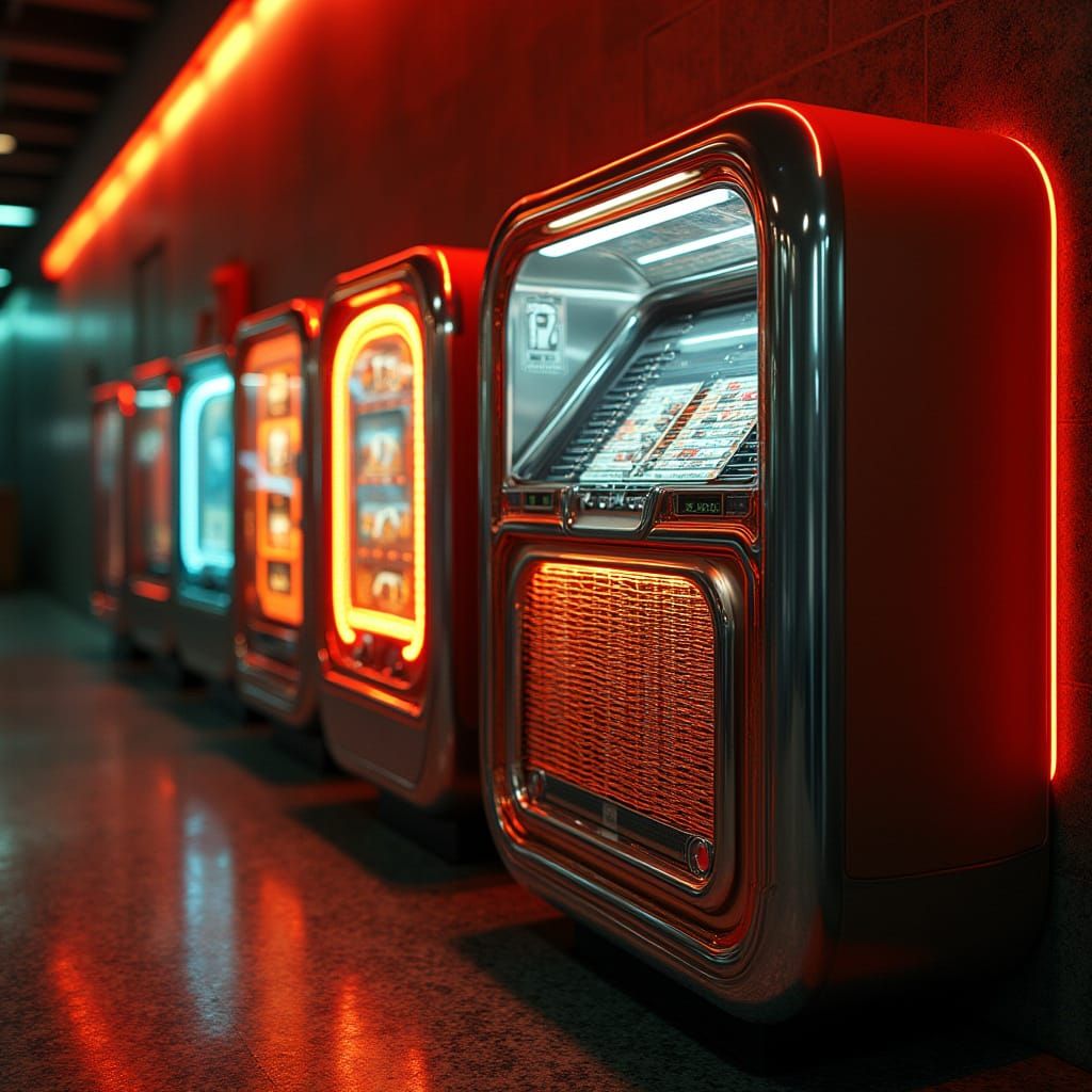 Modern Wall-Mounted Jukebox with Touchscreen and LED Accents