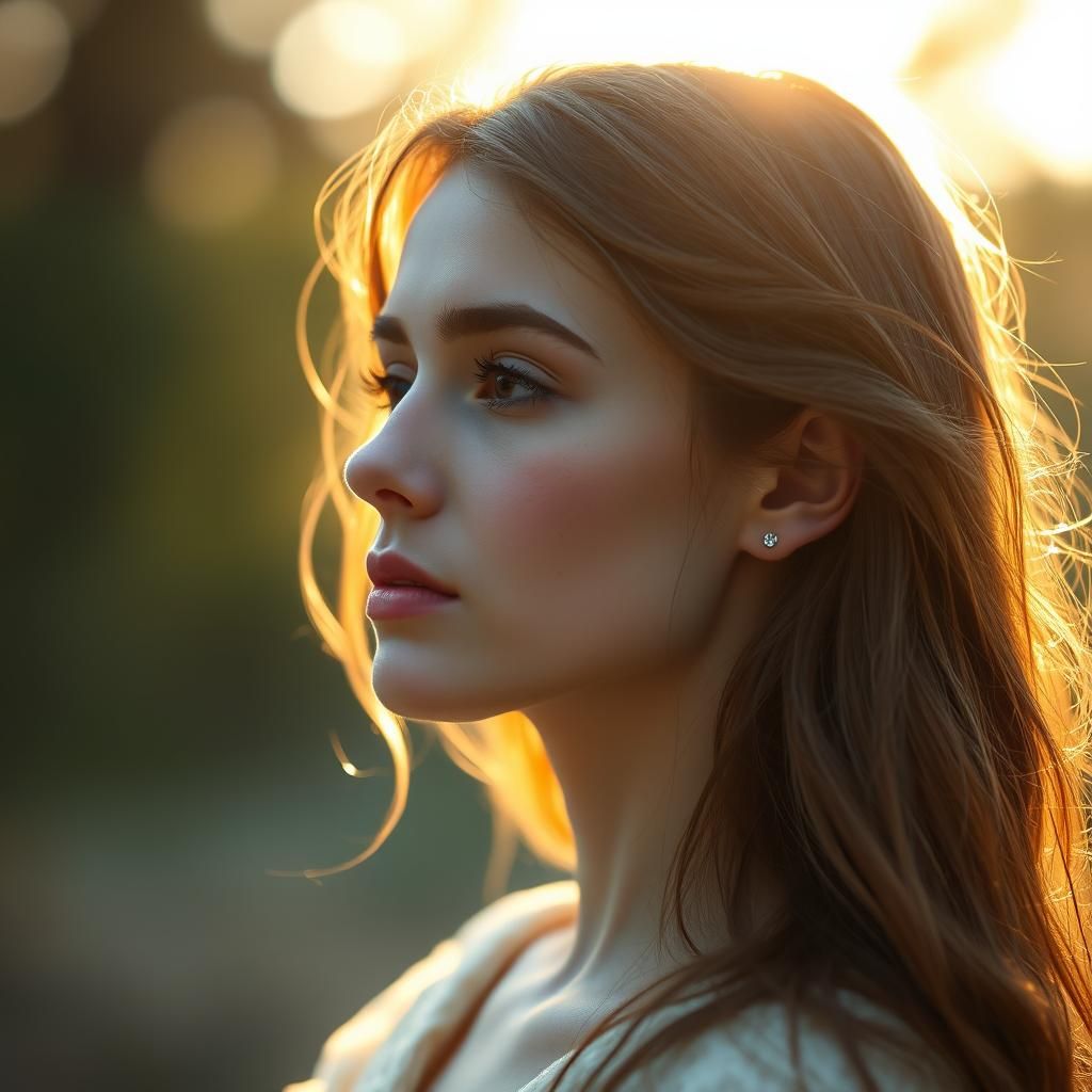 Ethereal Woman with Futuristic Glow in Contemplation