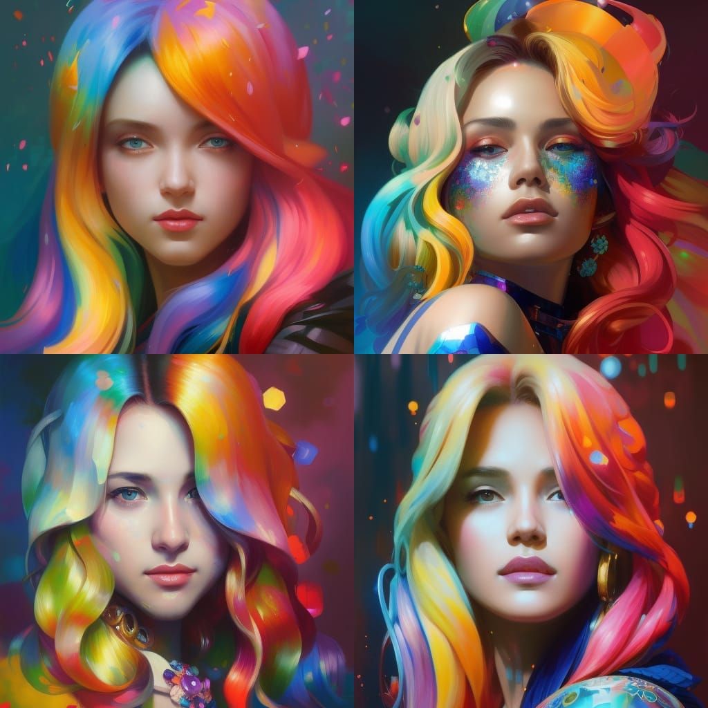 Rainbow Heart Portrait in Hyperdetailed Lighting