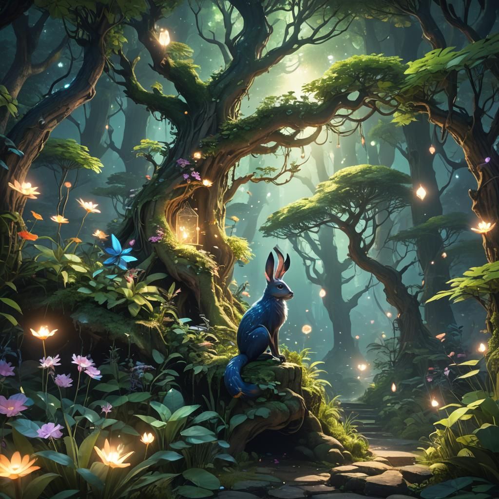 Enchanted Glowing Forest: 3D Anime Art