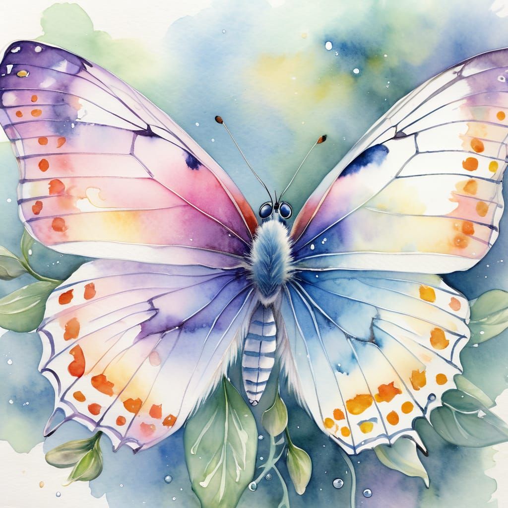 Ethereal Watercolour Butterfly-Flower Hybrid Art