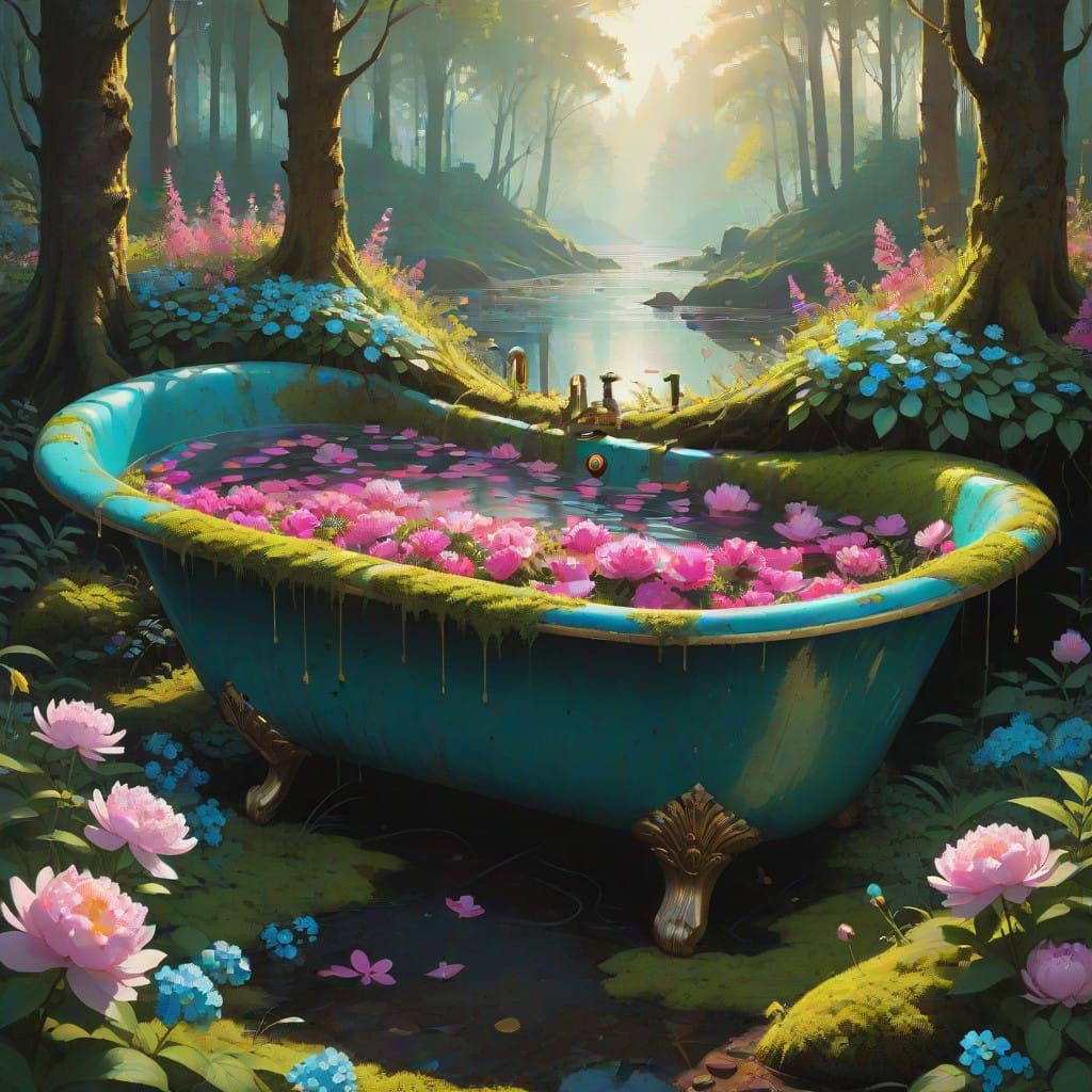 Enchanted Forest Oasis in Whimsical, Dreamlike Style