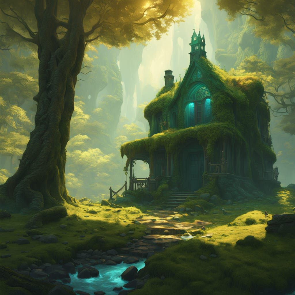 Whimsical Forest Cottage in a Fantastical World
