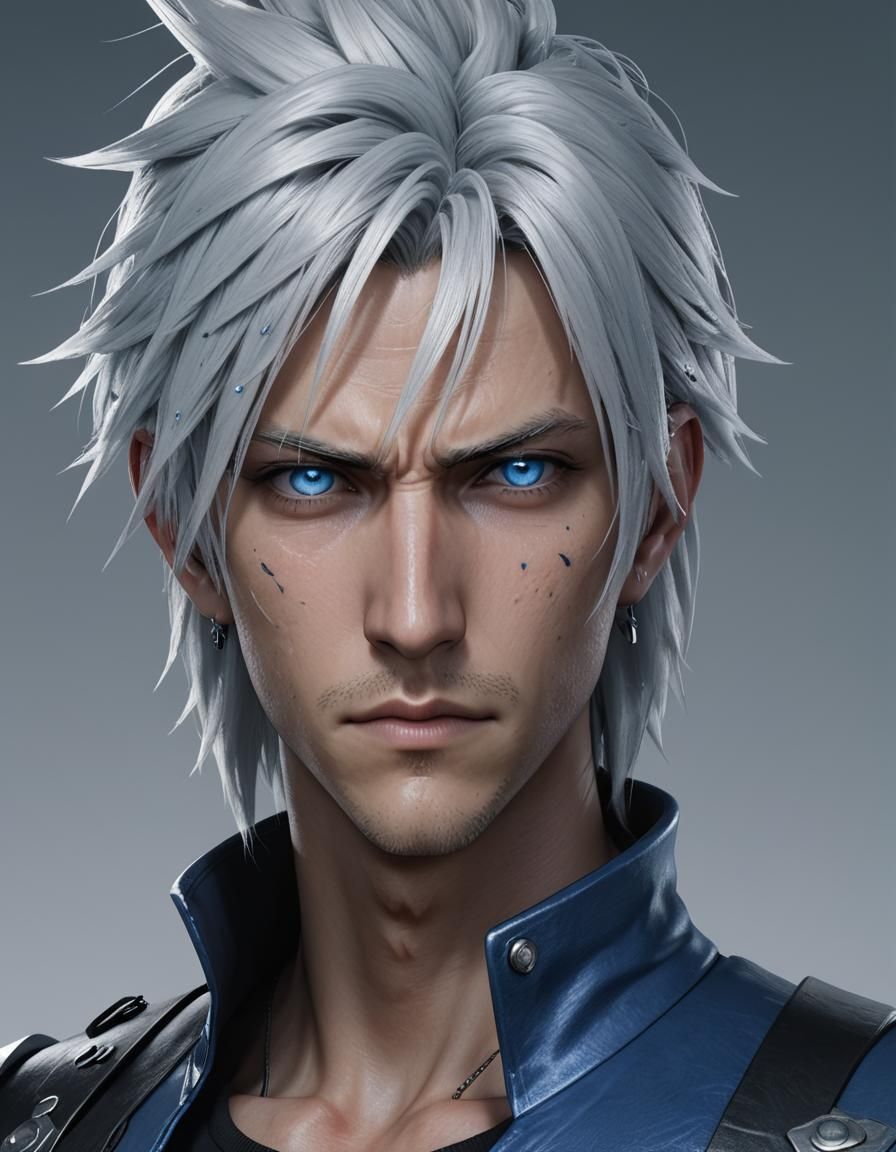 White-Haired Anime Character in Cel-Shaded Style