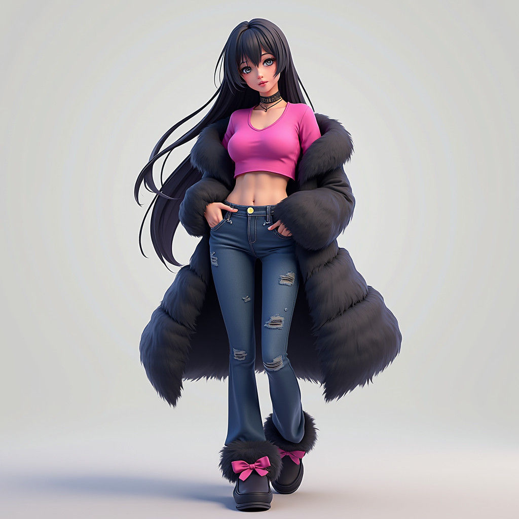 Stylish Woman in 3D Anime Art Style