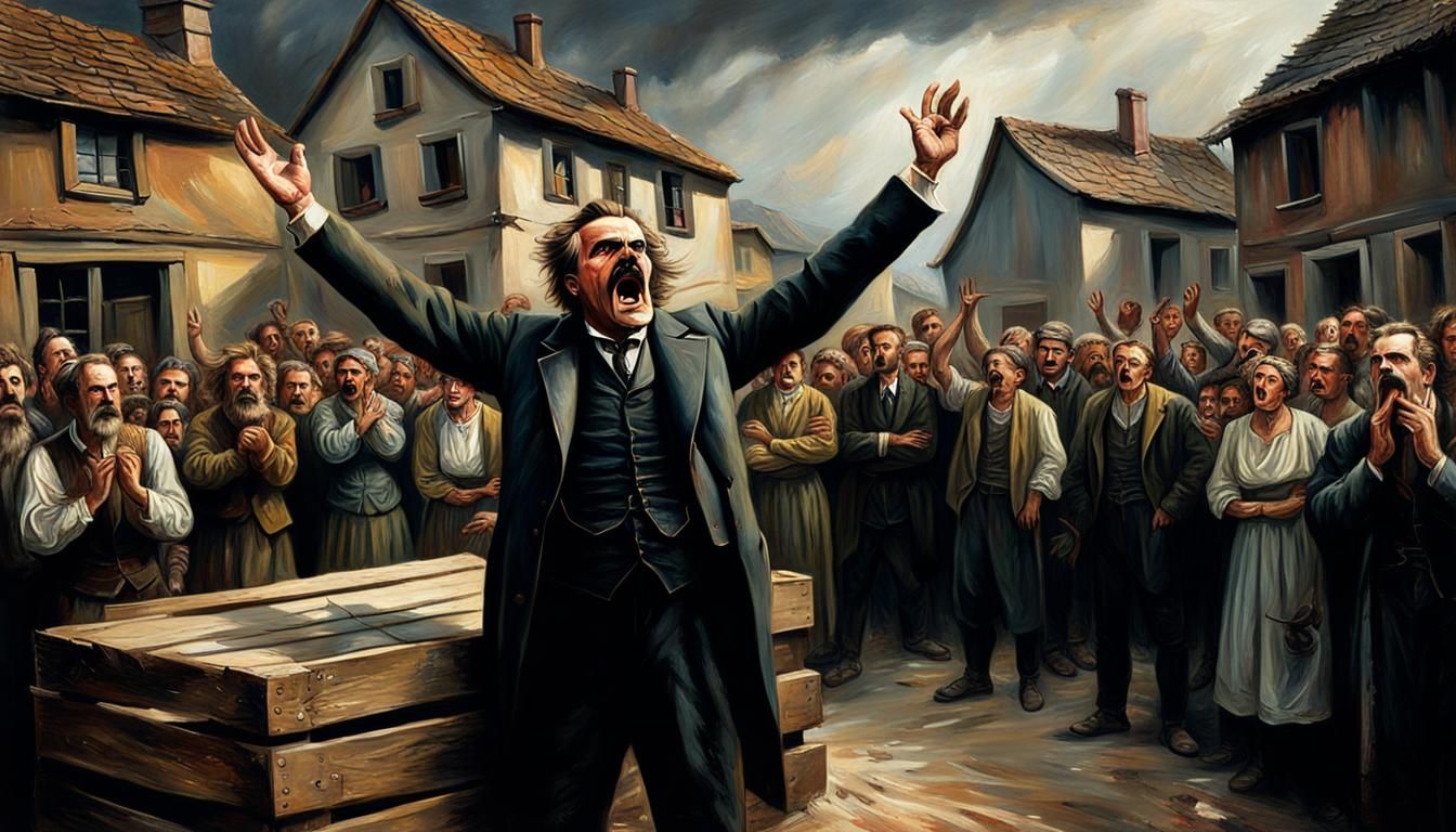 Nietzsche as Madman: Dramatic Oil Painting