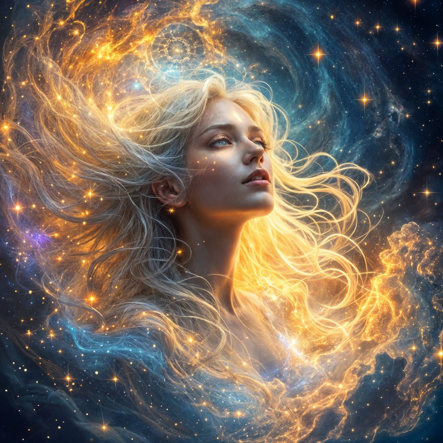 Cosmic Seer's Enlightenment in Ethereal Scene