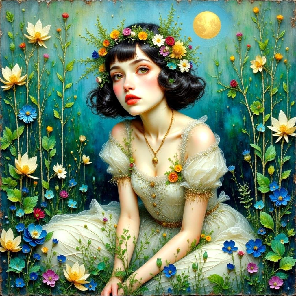 Delicate 1920s Girl in Whimsical Watercolor