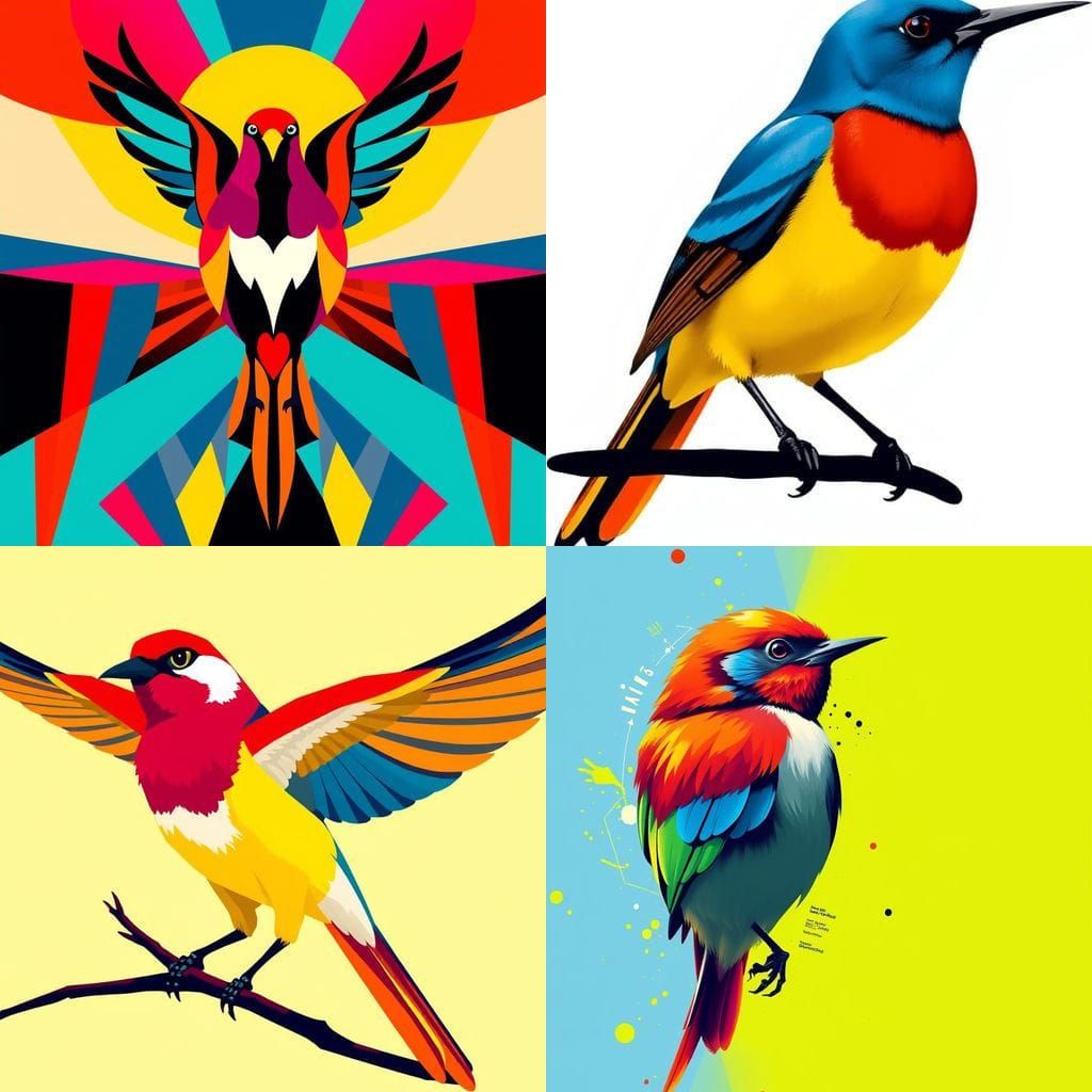 Vibrant Bird in Triadic Harmony