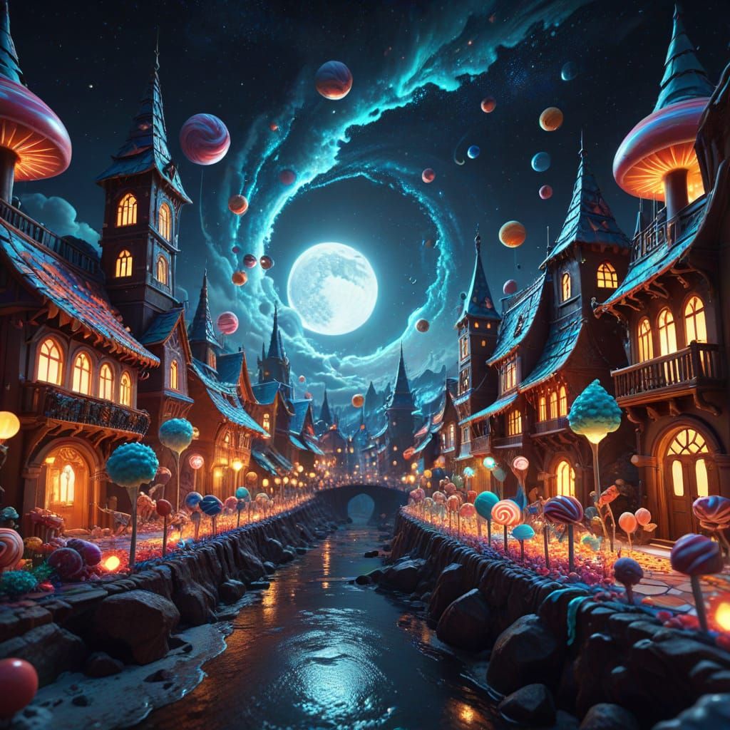 Candy Metropolis in Whimsical Papercraft Style