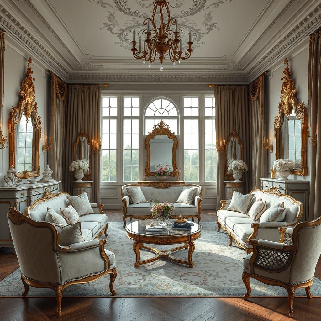 French Shabby Chic Living Room in Luxe Maximalist Style