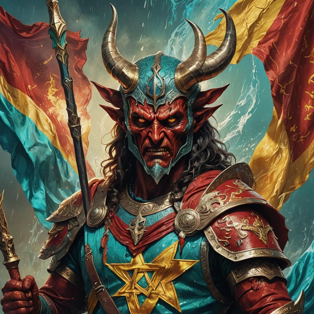 Satan Holds Israel Flag: Hyperrealistic Concept Art