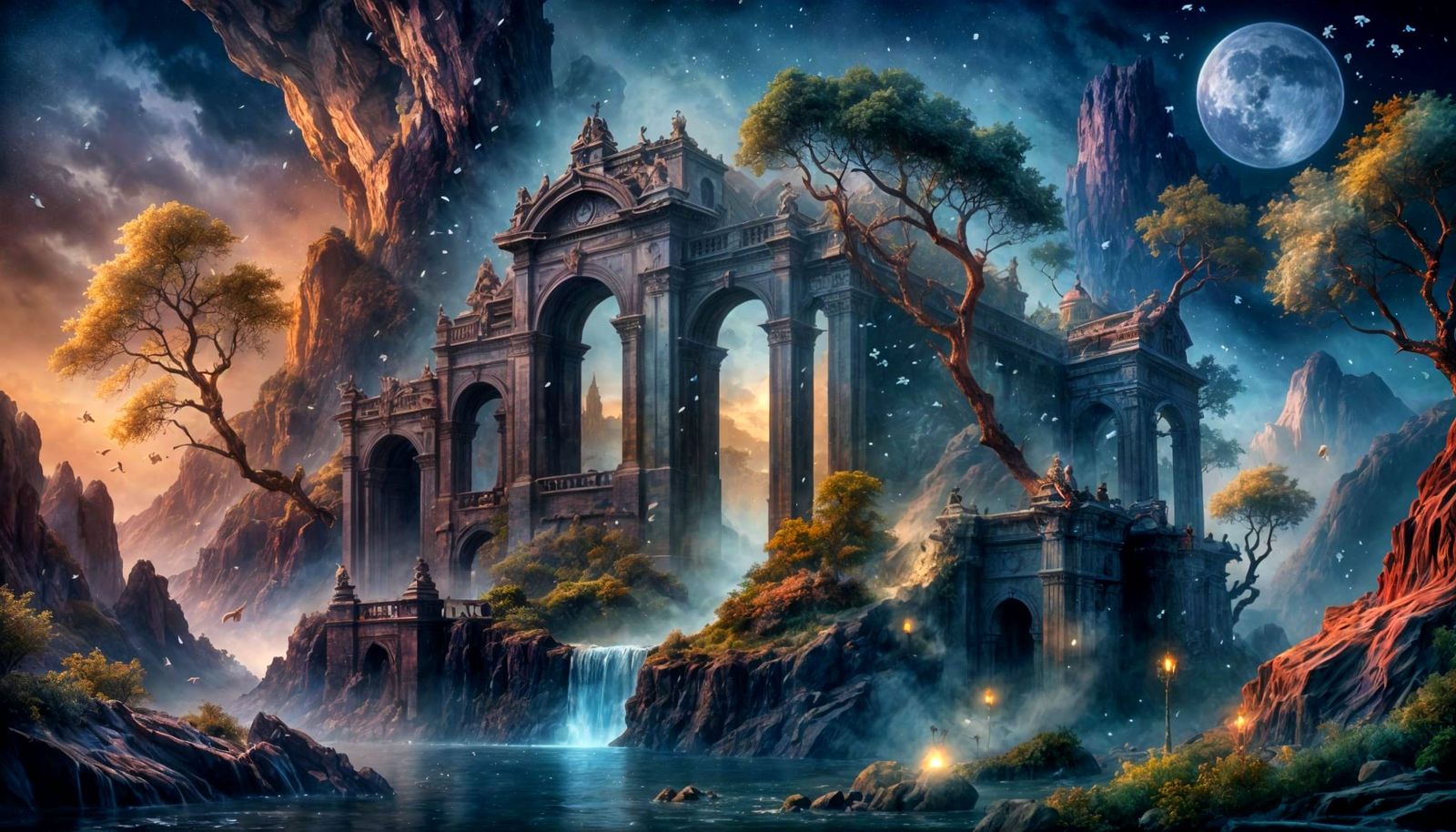 Ethereal Sfumato Landscape with Forgotten Ruins