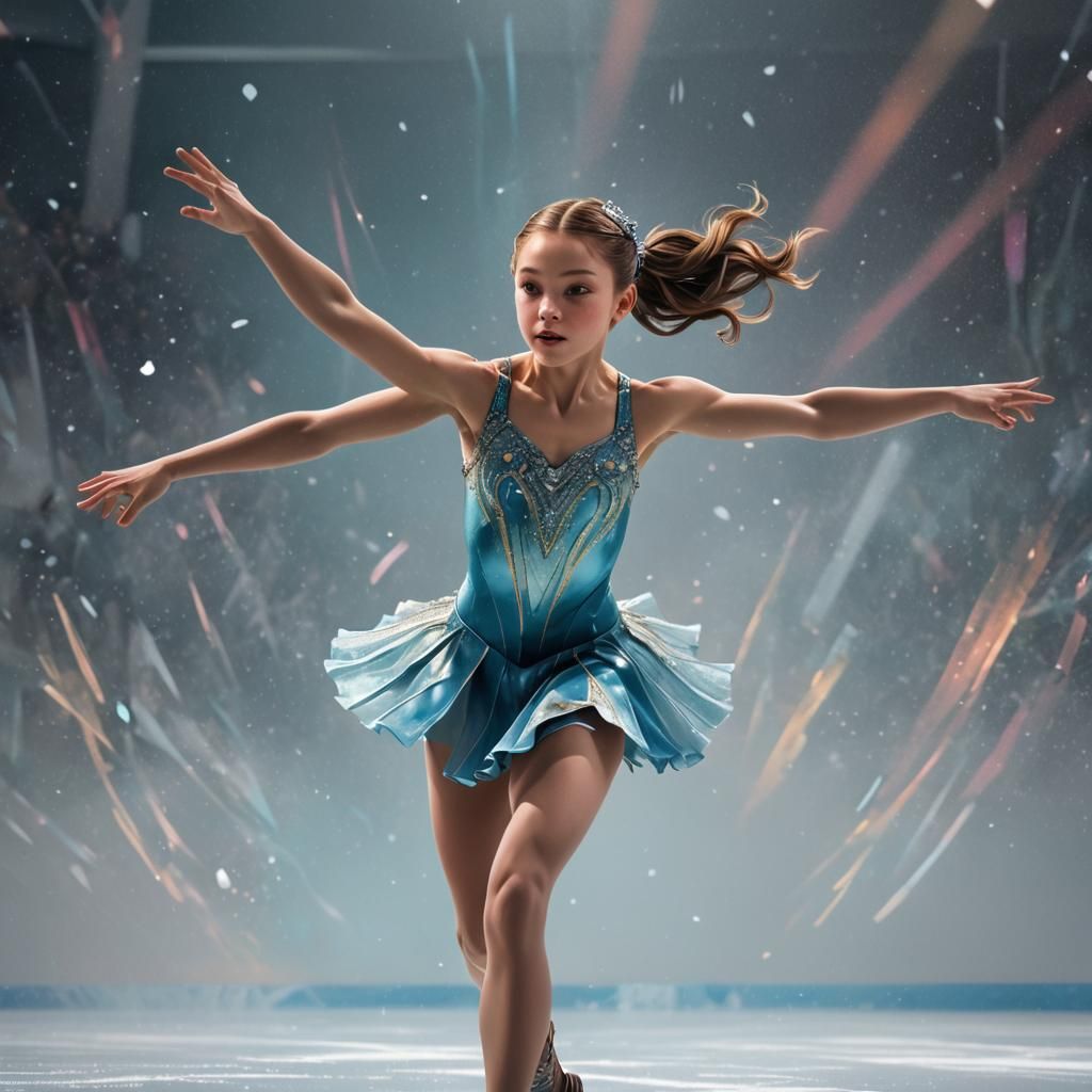 Figure Skater Axel Portrait in Art Nouveau Style