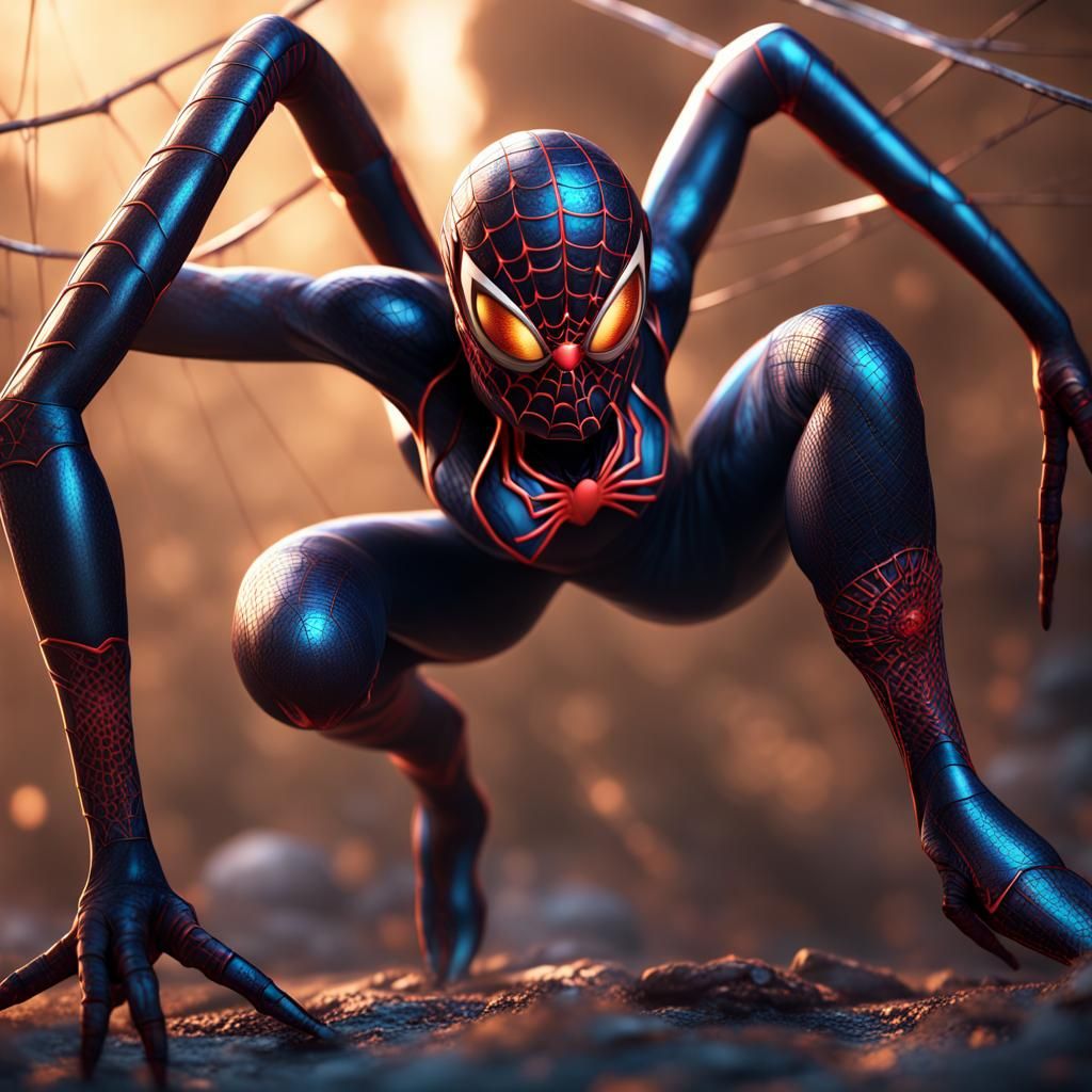 Detailed Spider Girl Matte Painting in 8K