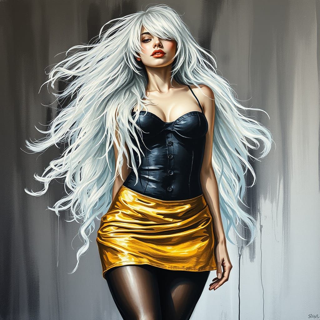 Elegant Woman in Charcoal Impressionism