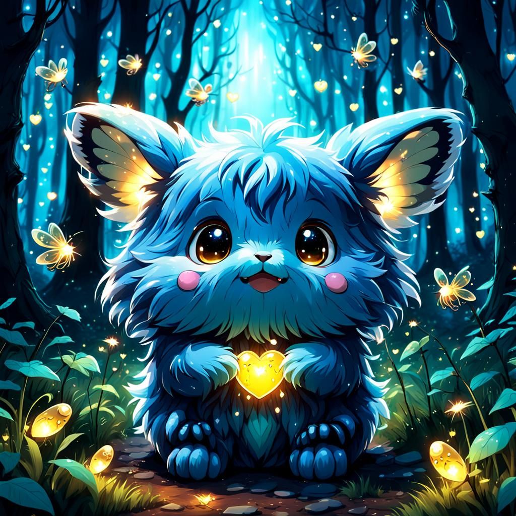 Enchanted Forest: 3D Fantasy Creature in Anime Style