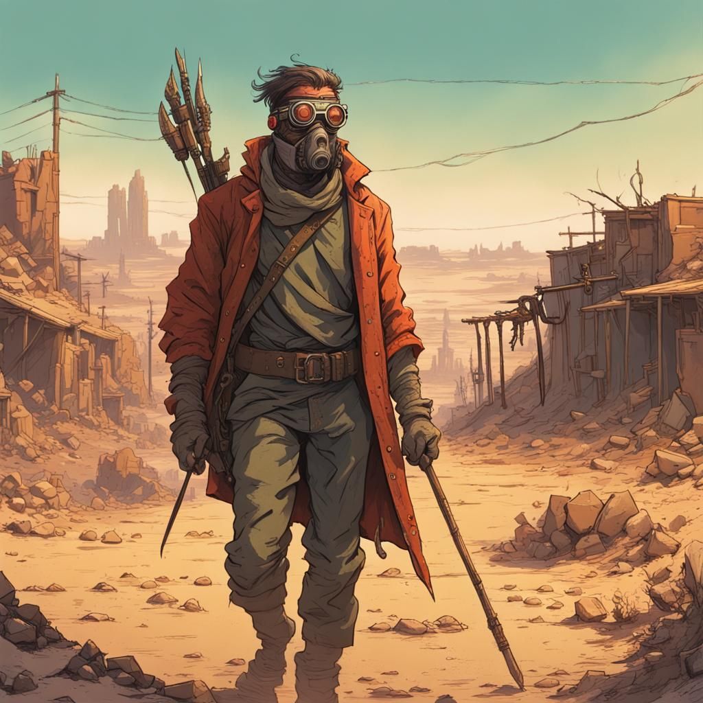 Post-Apocalyptic Desert Survivor in Matte Style