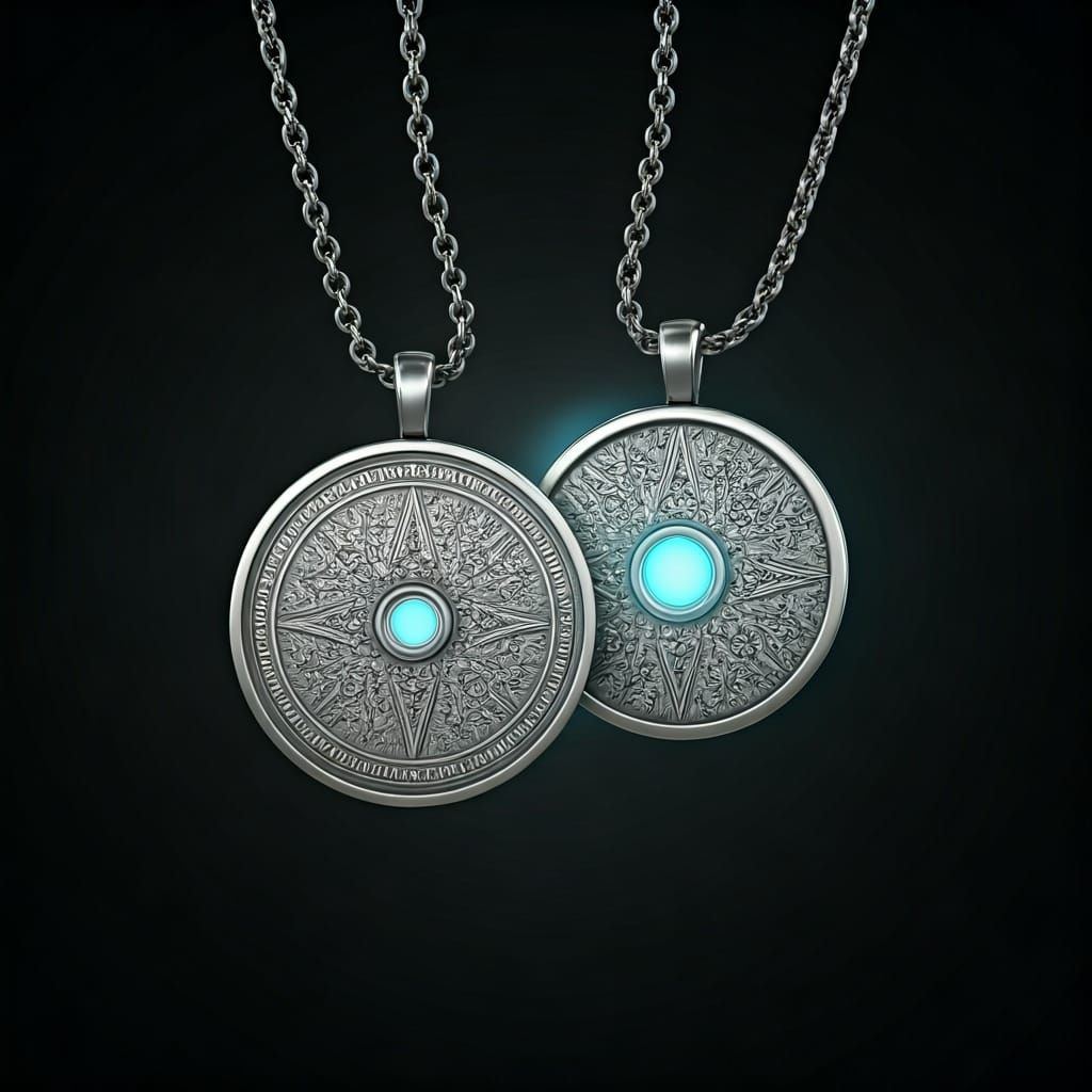 Silver Medallions Pulsating with Light