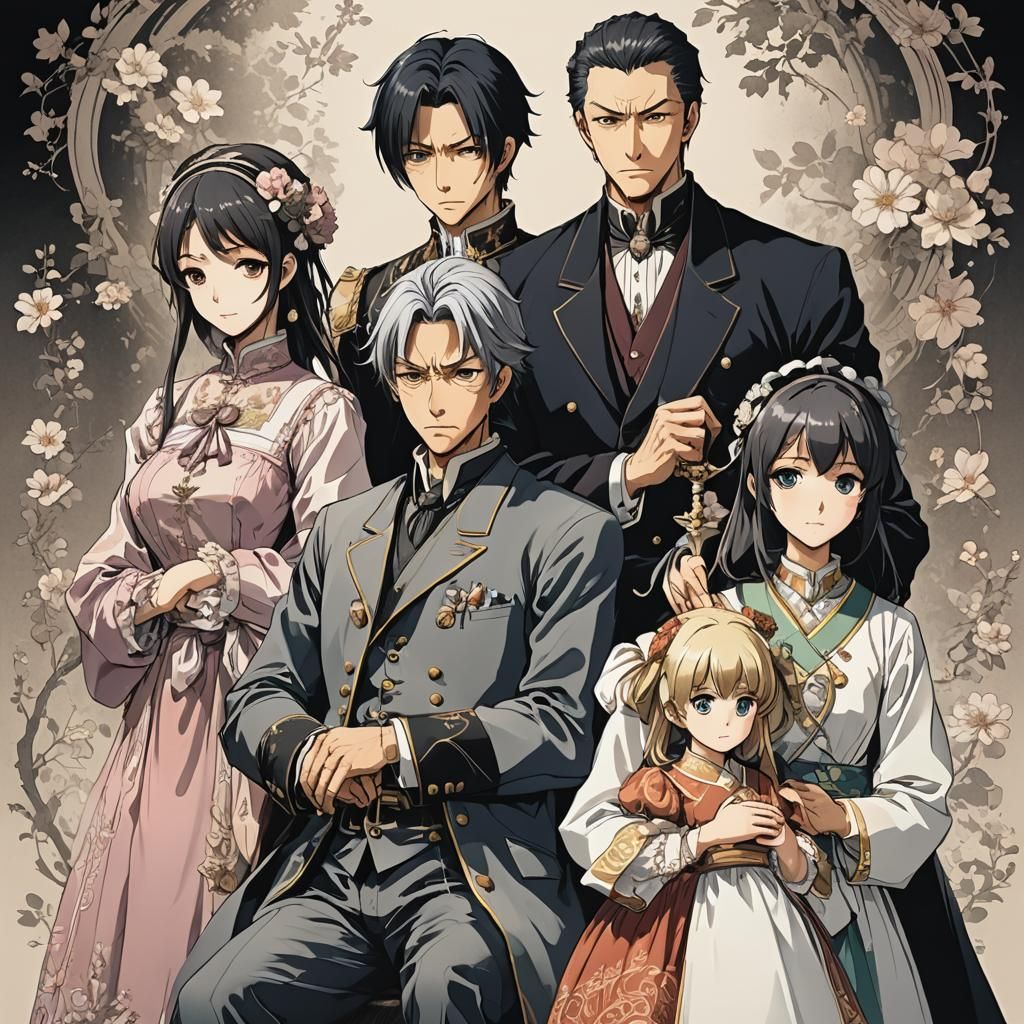 Anime-Style Portrait of a Noble Family