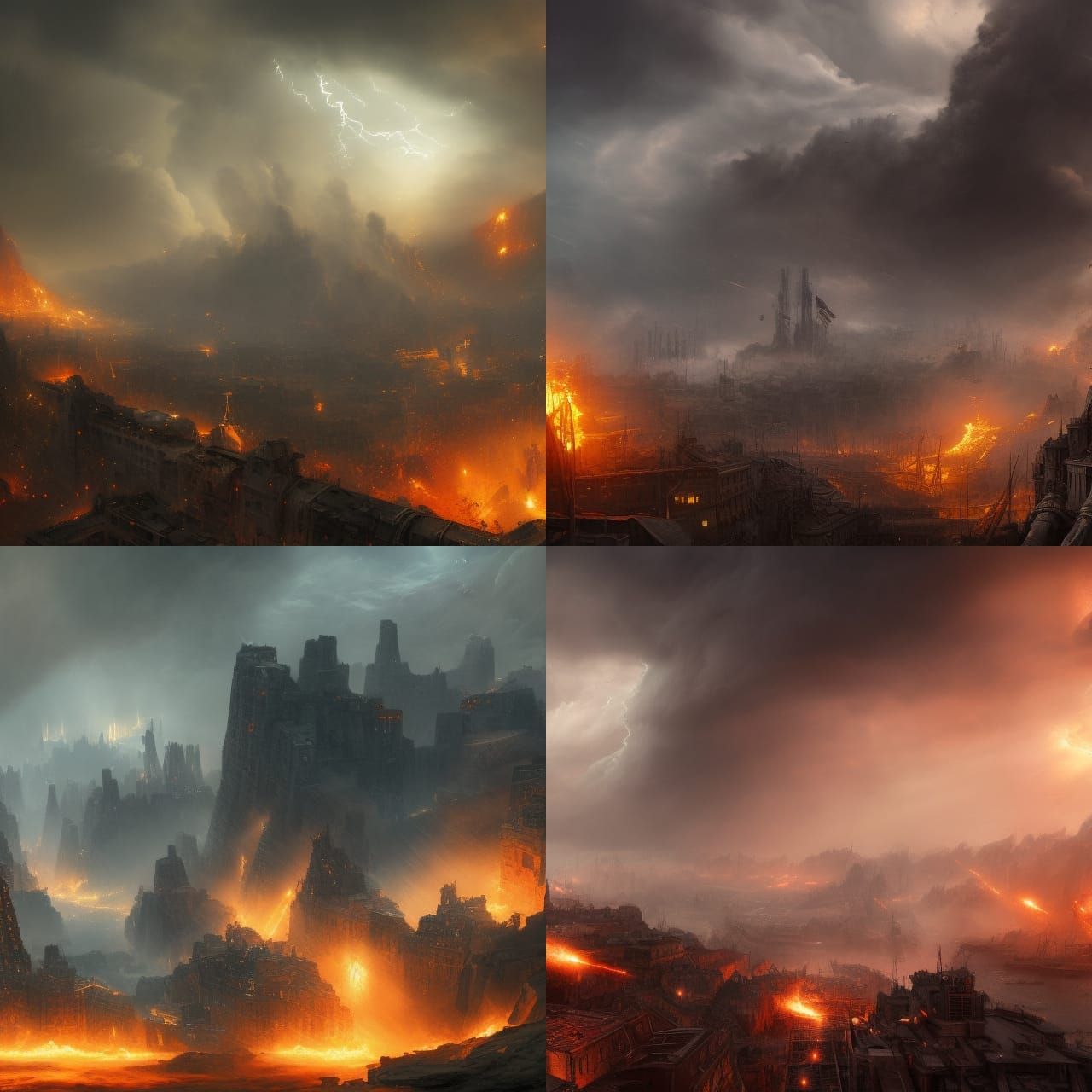 Inferno on a WWI Battlefield in Detailed Matte Painting