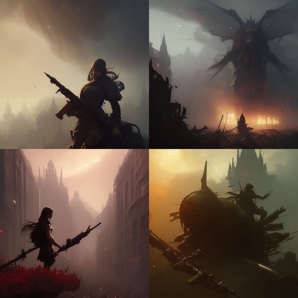 Epic War Scene in Dark Fantasy Style