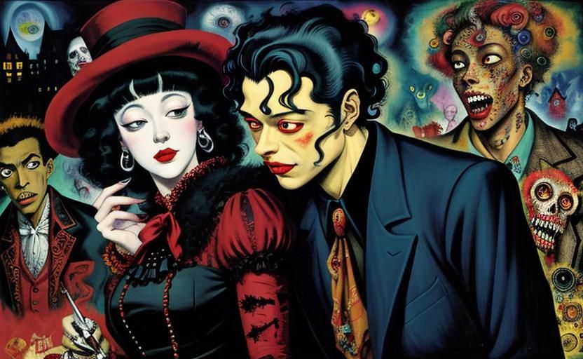 Vampires in Love, in a Dark Fantasy Style