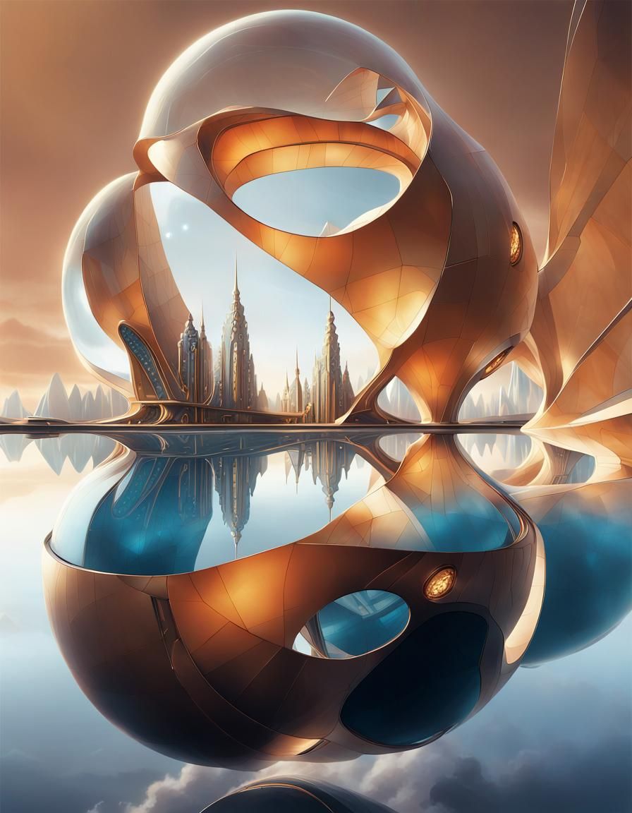 Futuristic Steampunk Cityscape with Towering Structures