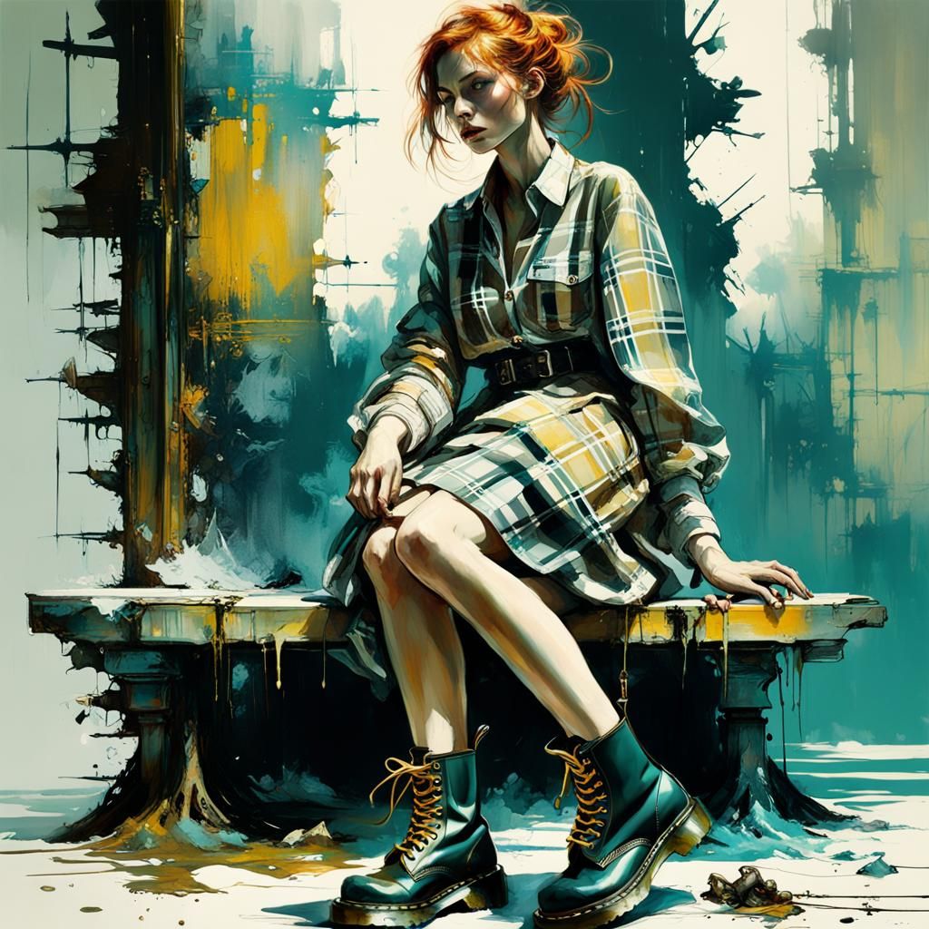 Plaid Model in Digital Fantasy Art Style