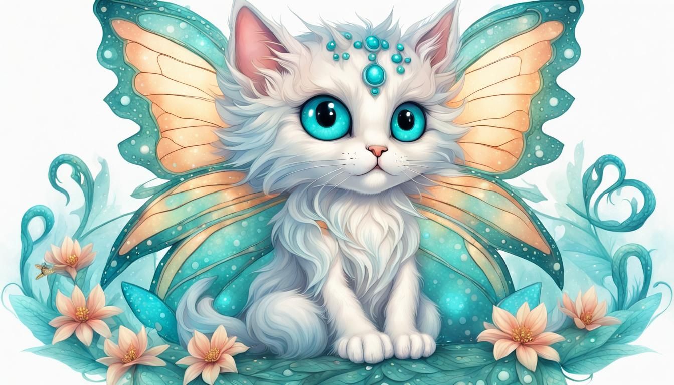 Bébé chat aux ailes