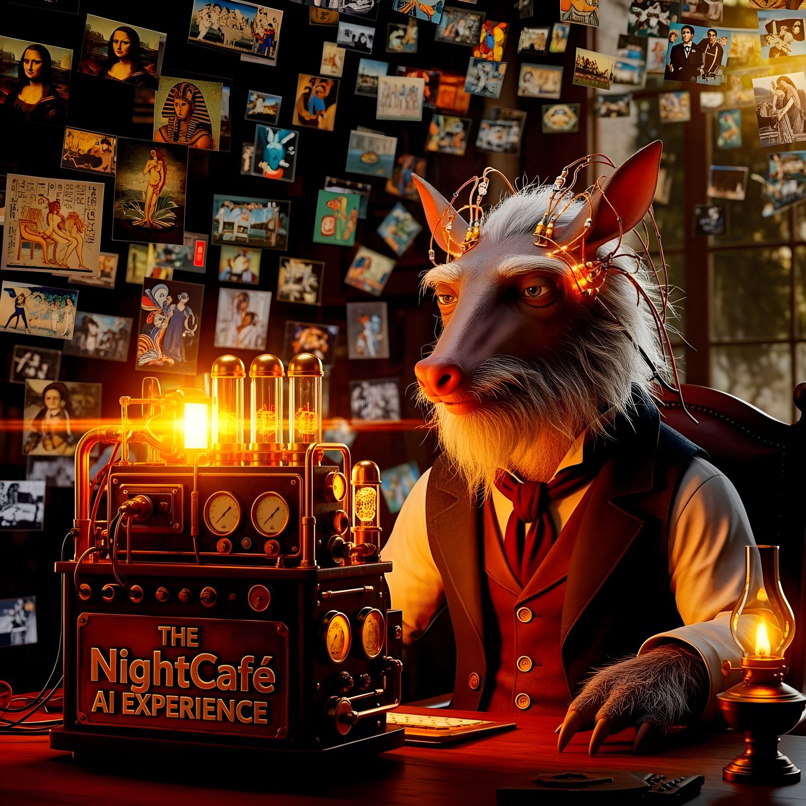 Aardvark Connected to Steampunk Computer by Wires