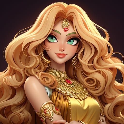 Glamorous Indian Demigirl with Soft Curls and Full Lush Lips