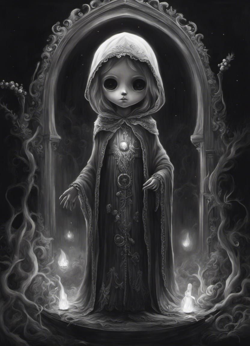 Victorian Chibi Bioluminescent Ghost in Oil