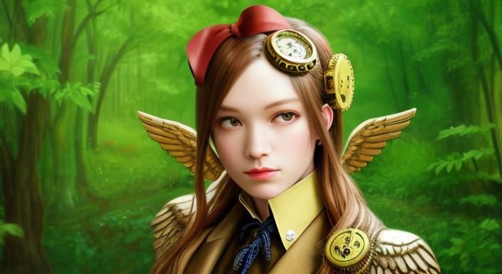 Steampunk Angel with Mechanical Wings