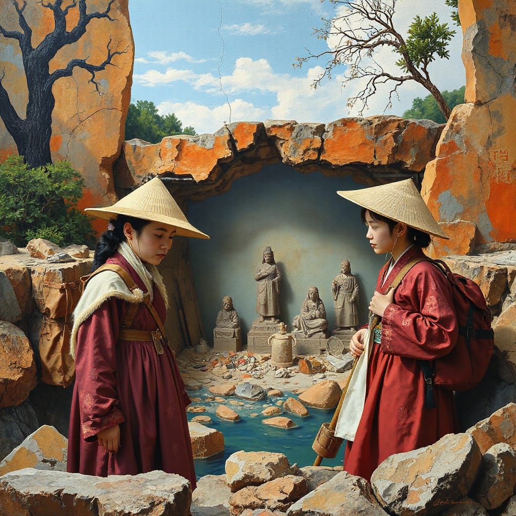 Joseon Women Unearth Ancient Artifacts as Colorful Oil Paint...