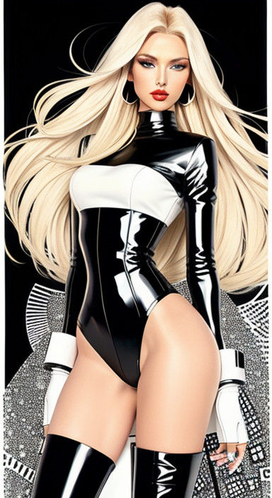 Elegant Woman in Bold Acrylic Style with Gustav Klimt Influe...