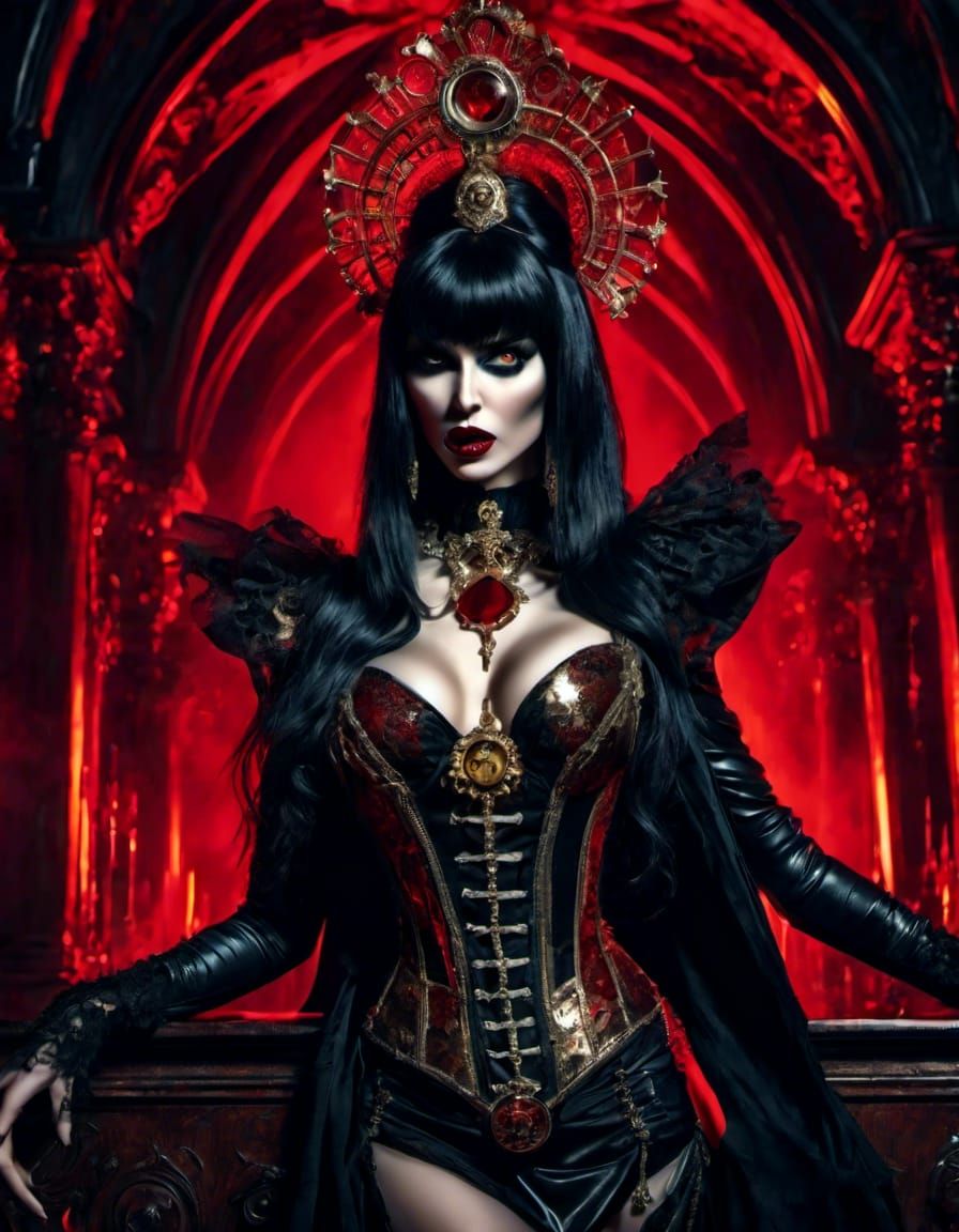 Vampirella Steampunk Temptress in Surreal Underworld