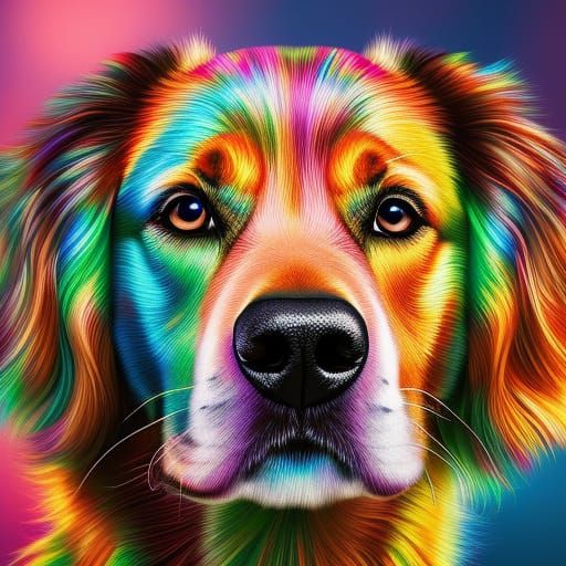 Glowing Sequined Dog: Hyperrealistic Digital Art