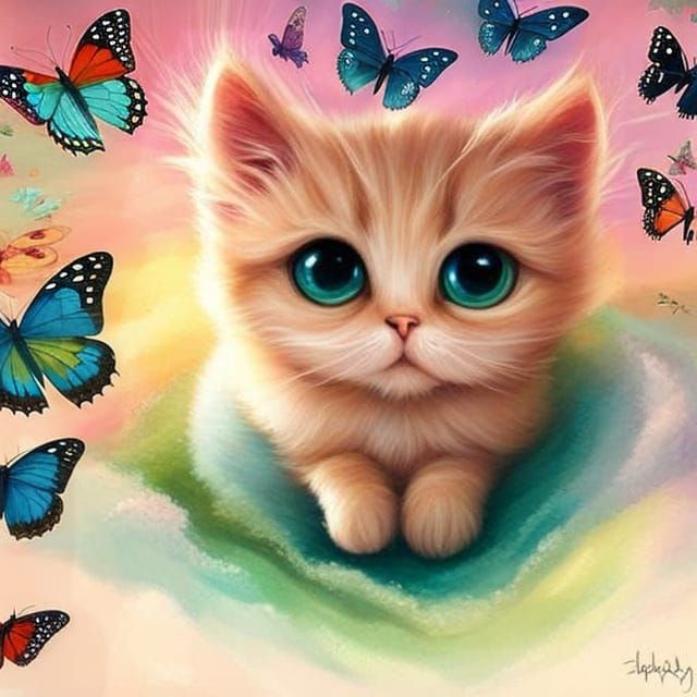 Colorful Butterfly Swarm, Detailed Matte Painting