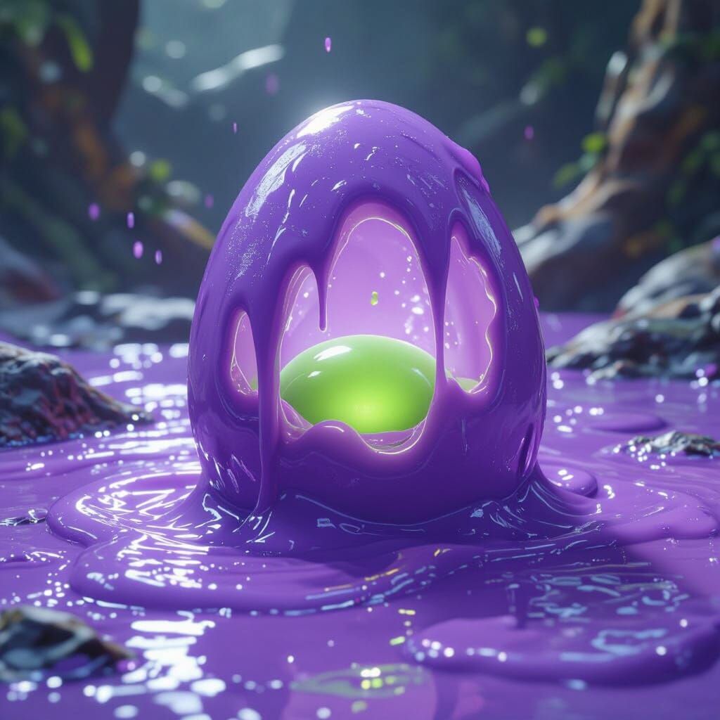 Translucent Egg Encased in Purple Slime: Matte Painting