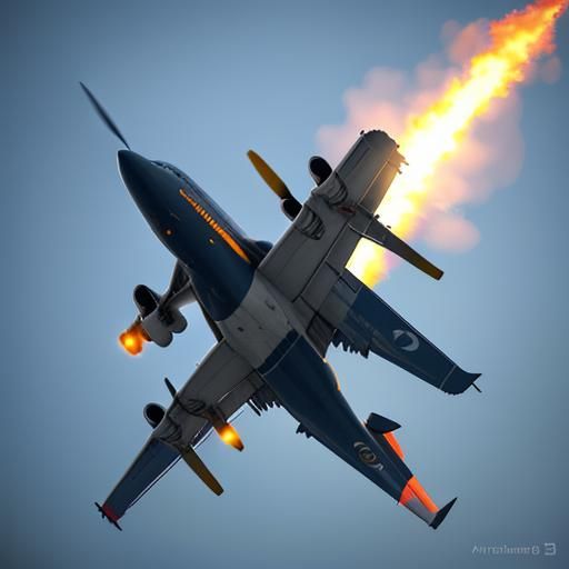 Airplane in Trouble: Dramatic 3D Rendering