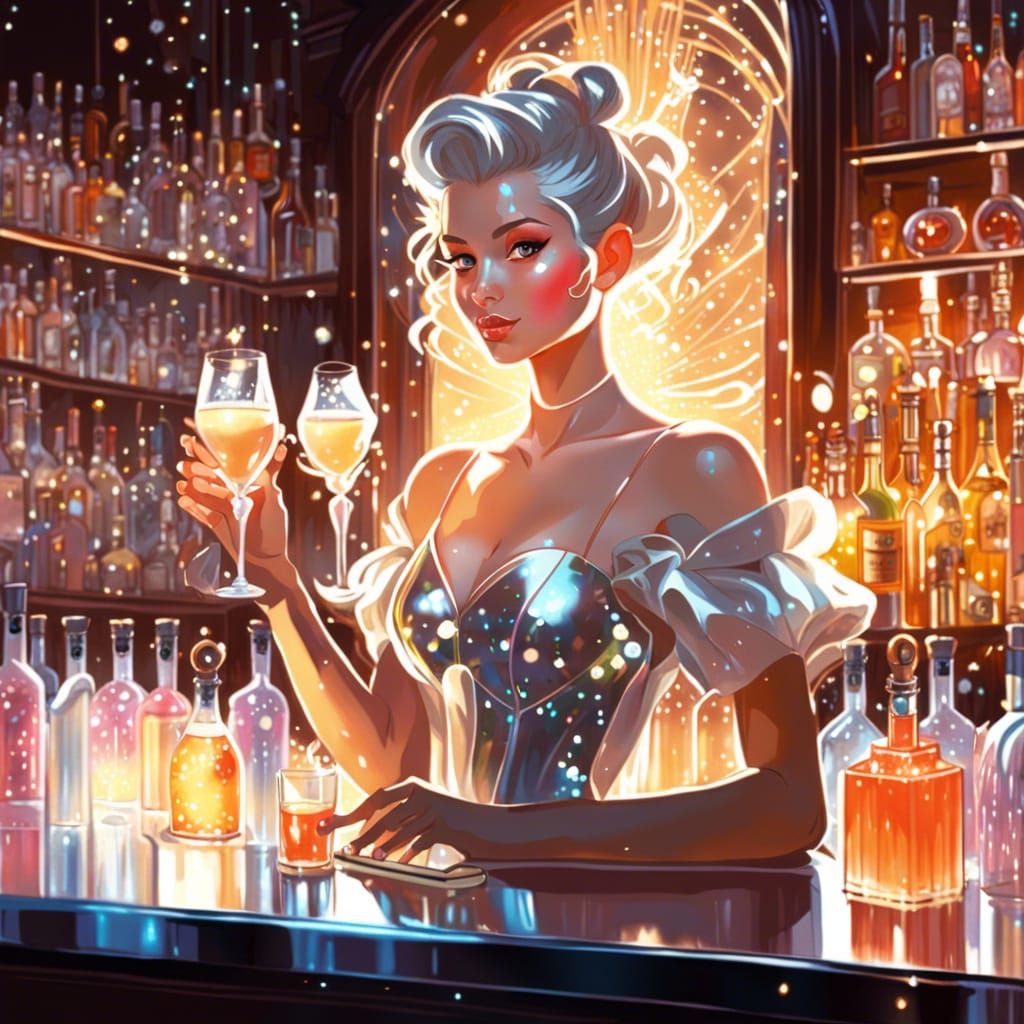 Bartender Fairy Serving Magical Cocktails