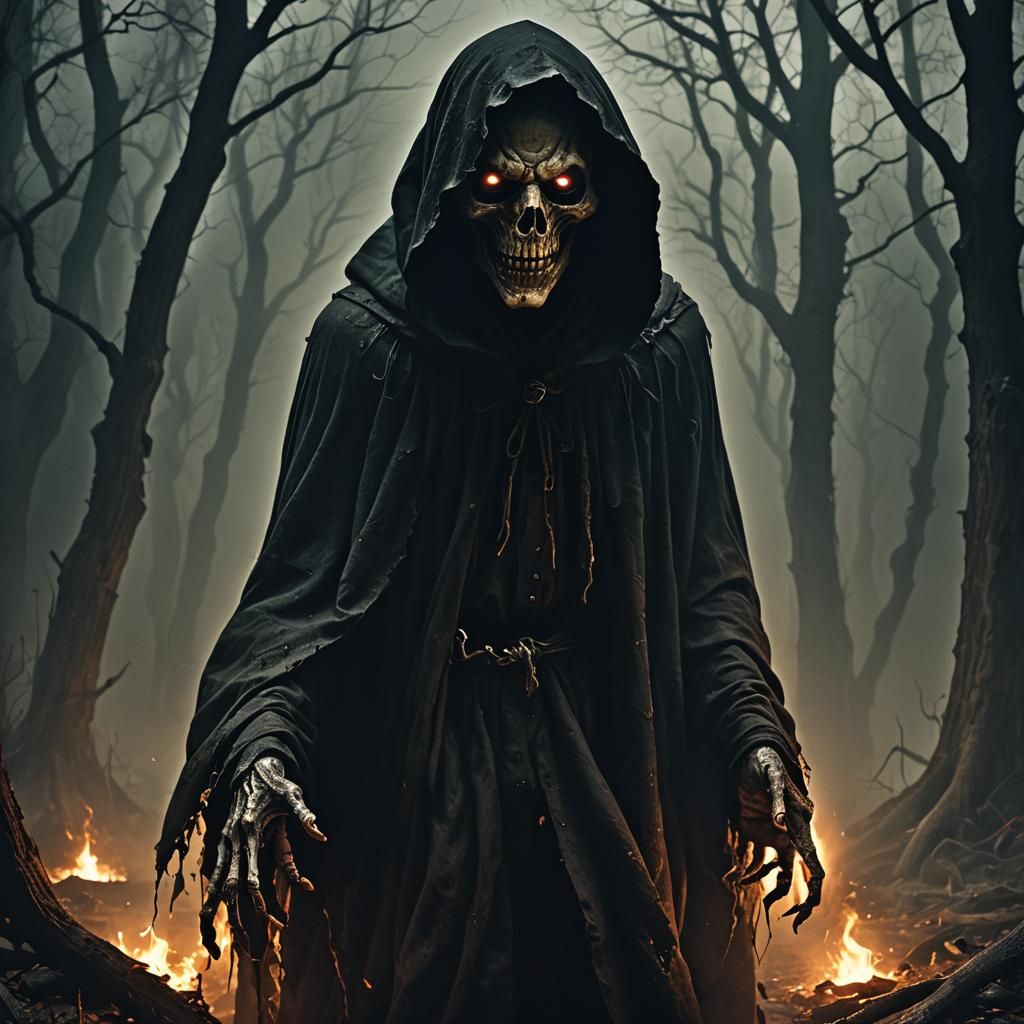 Ominous Ghoul Lurking in Shadows: Dark Surrealism