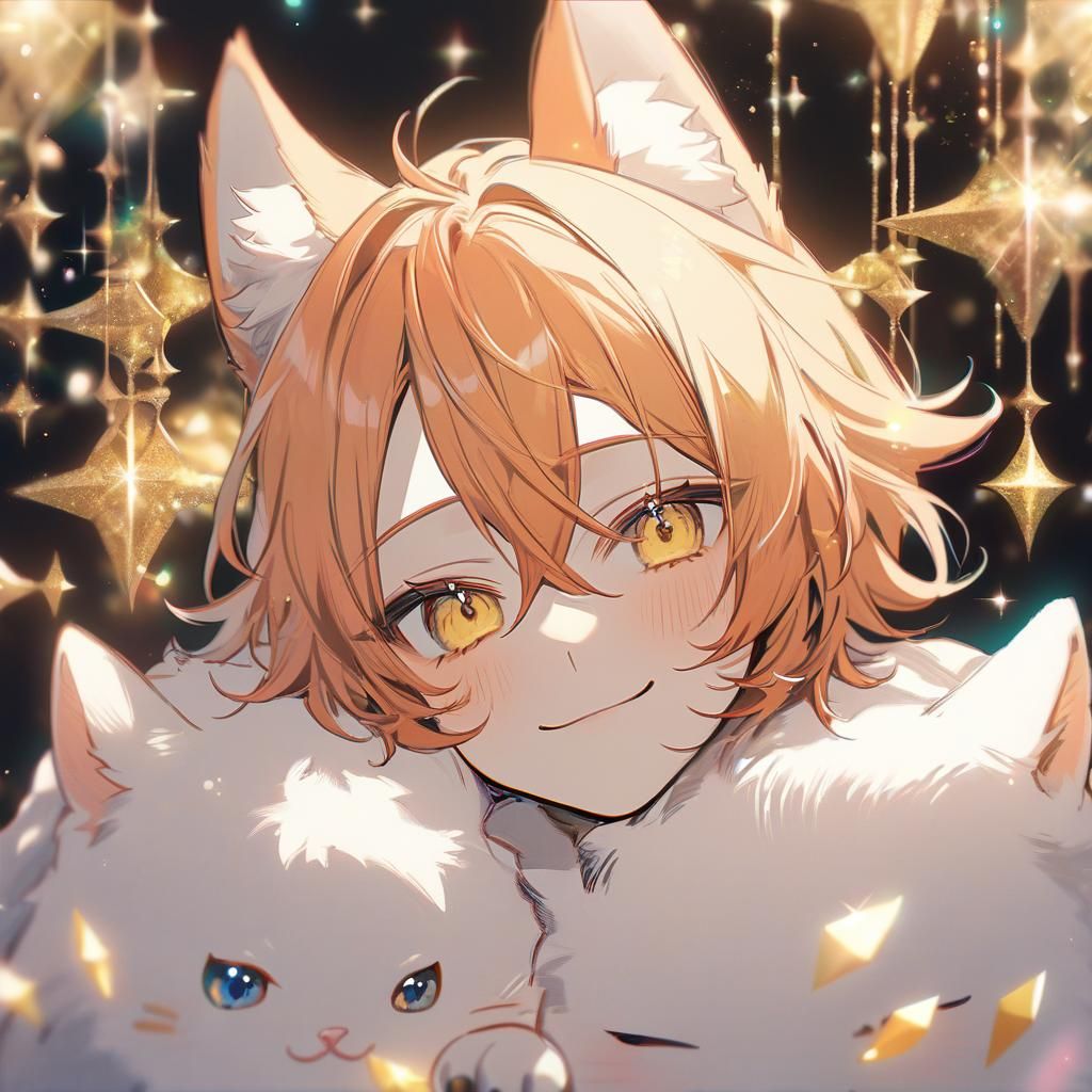 Adorable Anime Boy with Fluffy Cat Ears